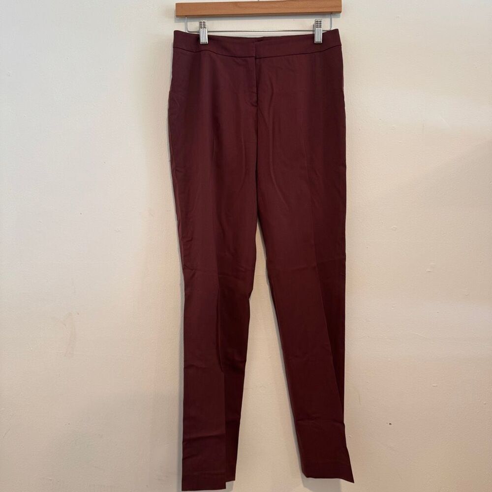 Lafayette 148 New York Ankle Straight Mid Rise Size 2 Burgundy Womens Pants